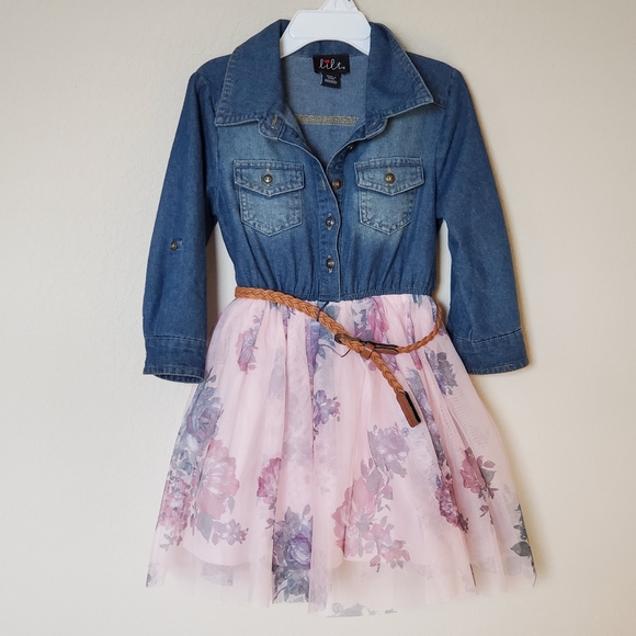 LILT Belted 3/4 Fitted Sleeve tutu Dress - Picture 2 of 4